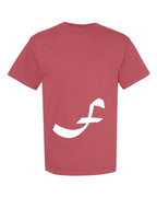 Alphabet F T-Shirt 9 inch calligraphy White ink, Crimson