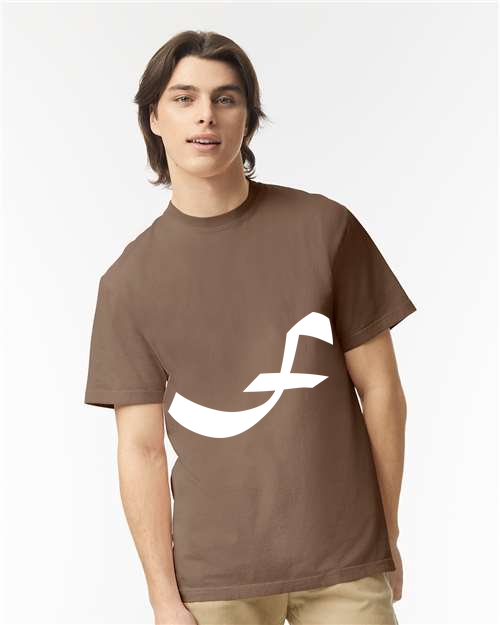 Alphabet F T-Shirt 9 inch calligraphy White ink, Espresso