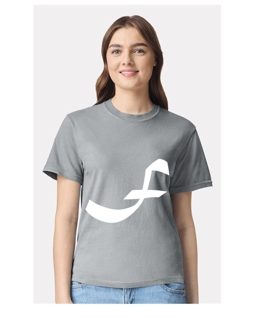 Alphabet F T-Shirt 9 inch calligraphy White ink, Granite