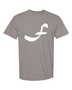 Alphabet F T-Shirt 9 inch calligraphy White ink, Grey