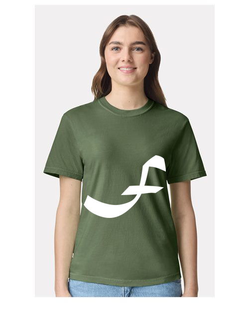 Alphabet F T-Shirt 9 inch calligraphy White ink, Hemp