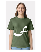 Alphabet F T-Shirt 9 inch calligraphy White ink, Hemp