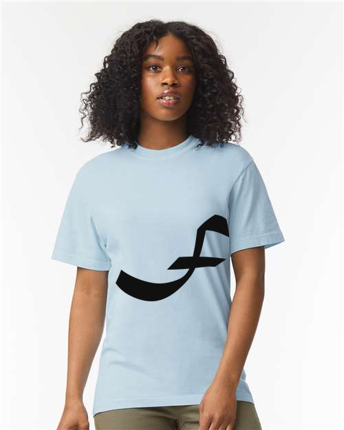 Alphabet F T-Shirt 9 inch calligraphy Black ink, Hydrangea