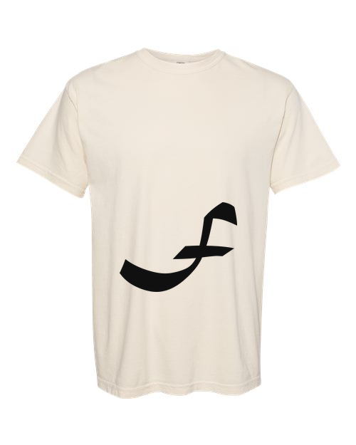 Alphabet F T-Shirt 9 inch calligraphy Black ink, Ivory