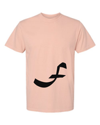 Alphabet F T-Shirt 9 inch calligraphy Black ink, Peachy