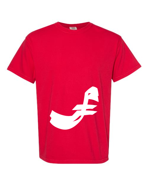 Alphabet F T-Shirt 9 inch calligraphy White ink, Red