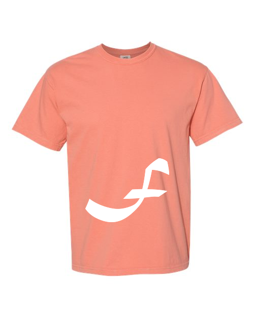 Alphabet F T-Shirt 9 inch calligraphy White ink, Terracotta