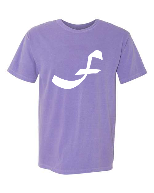 Alphabet F T-Shirt 9 inch calligraphy White ink, Violet