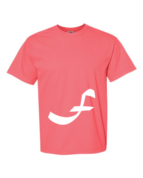 Alphabet F T-Shirt 9 inch calligraphy White ink, Watermelon