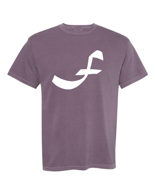 Alphabet F T-Shirt 9 inch calligraphy White ink, Wine