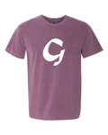 Alphabet G T-Shirt 9 inch calligraphy White ink, Berry