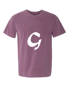Alphabet G T-Shirt 9 inch calligraphy White ink, Berry