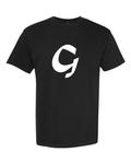 Alphabet G T-Shirt 9 inch calligraphy White ink, Black