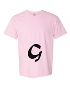 Alphabet G T-Shirt 9 inch calligraphy Black ink, Blossom
