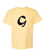 Alphabet G T-Shirt 9 inch calligraphy Black ink, Butter
