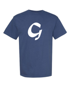 Alphabet G T-Shirt 9 inch calligraphy White ink, China Blue