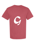 Alphabet G T-Shirt 9 inch calligraphy White ink, Crimson