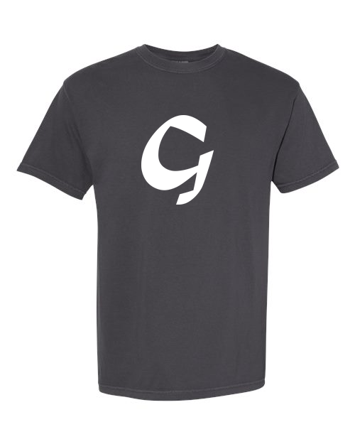 Alphabet G T-Shirt 9 inch calligraphy White ink, Graphite
