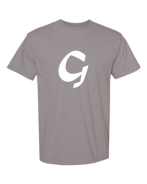 Alphabet G T-Shirt 9 inch calligraphy White ink, Grey