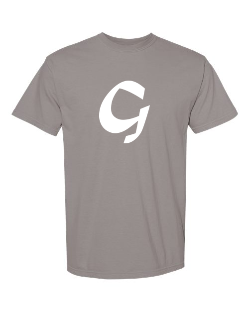 Alphabet G T-Shirt 9 inch calligraphy White ink, Grey