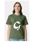 Alphabet G T-Shirt 9 inch calligraphy White ink, Hemp