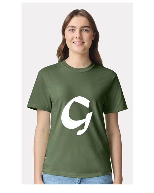 Alphabet G T-Shirt 9 inch calligraphy White ink, Hemp