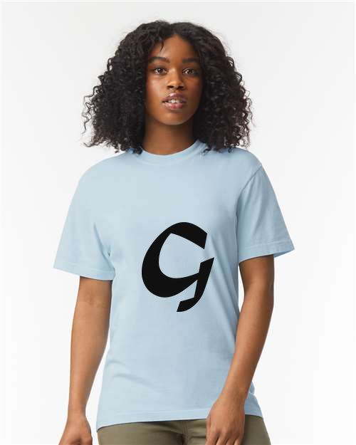 Alphabet G T-Shirt 9 inch calligraphy Black ink, Hydrangea