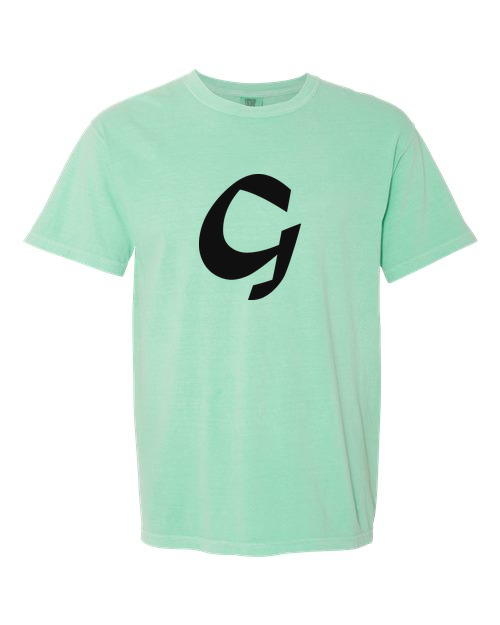 Alphabet G T-Shirt 9 inch calligraphy Black ink, Island Reef