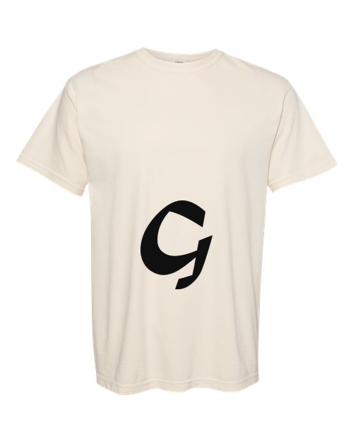 Alphabet G T-Shirt 9 inch calligraphy Black ink, Ivory