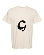 Alphabet G T-Shirt 9 inch calligraphy Black ink, Ivory