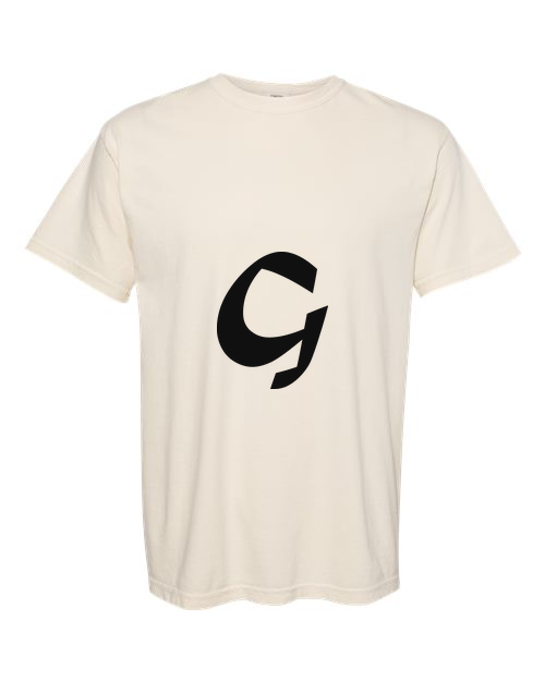 Alphabet G T-Shirt 9 inch calligraphy Black ink, Ivory