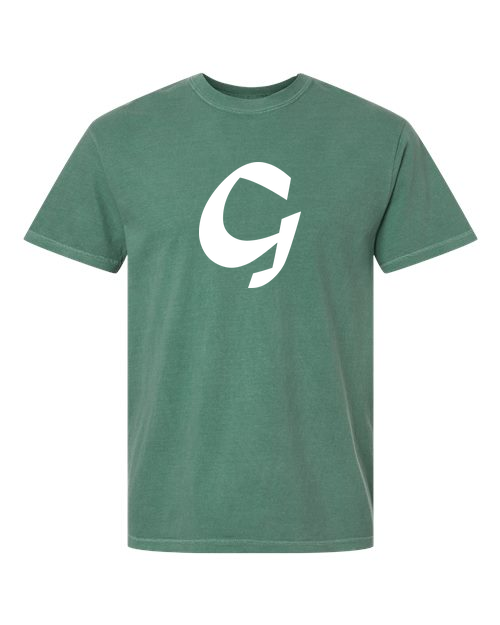 Alphabet G T-Shirt 9 inch calligraphy White ink, Light Green