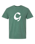 Alphabet G T-Shirt 9 inch calligraphy White ink, Light Green
