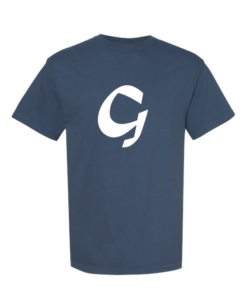 Alphabet G T-Shirt 9 inch calligraphy White ink, Midnight