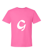 Alphabet G T-Shirt 9 inch calligraphy White ink, Neon Pink