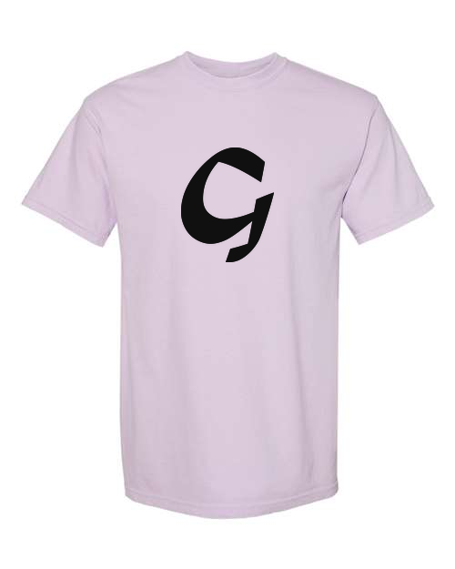 Alphabet G T-Shirt 9 inch calligraphy Black ink, Orchid