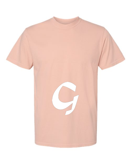Alphabet G T-Shirt 9 inch calligraphy White ink, Peachy