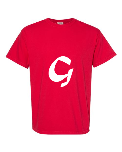 Alphabet G T-Shirt 9 inch calligraphy White ink, Red