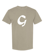 Alphabet G T-Shirt 9 inch calligraphy Black ink, Sandstone