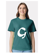Alphabet G T-Shirt 9 inch calligraphy White ink, Seafoam