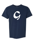Alphabet G T-Shirt 9 inch calligraphy White ink, True Navy
