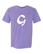 Alphabet G T-Shirt 9 inch calligraphy White ink, Violet