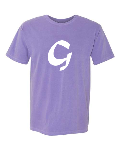 Alphabet G T-Shirt 9 inch calligraphy White ink, Violet