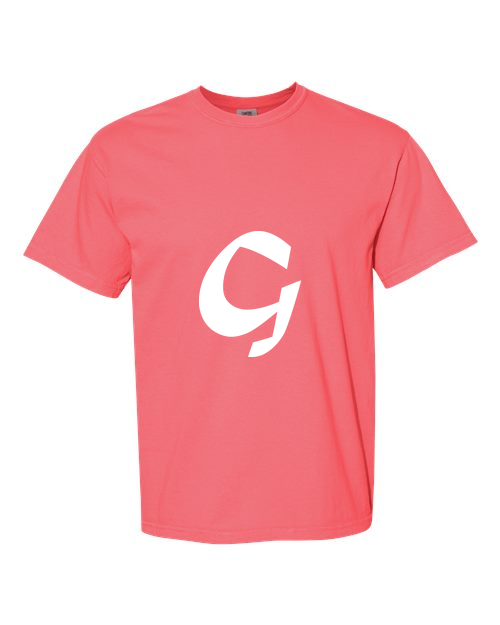 Alphabet G T-Shirt 9 inch calligraphy Black ink, Watermelon