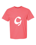 Alphabet G T-Shirt 9 inch calligraphy Black ink, Watermelon