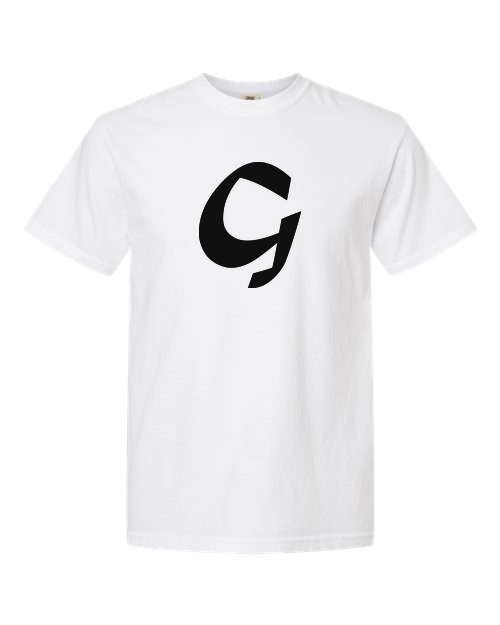 Alphabet G T-Shirt 9 inch calligraphy Black ink, White