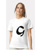 Alphabet G T-Shirt 9 inch calligraphy Black ink, White
