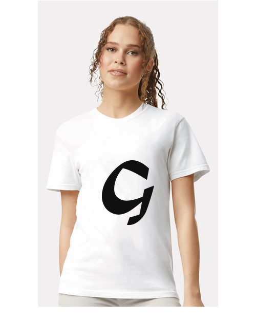 Alphabet G T-Shirt 9 inch calligraphy Black ink, White