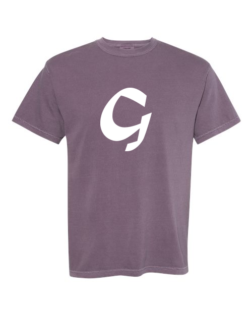 Alphabet G T-Shirt 9 inch calligraphy White ink, Wine