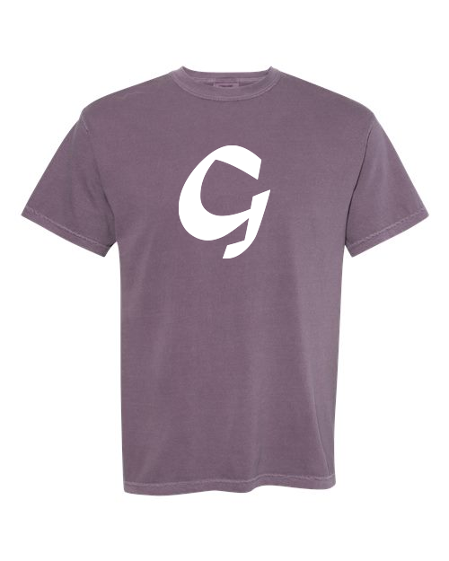 Alphabet G T-Shirt 9 inch calligraphy White ink, Wine